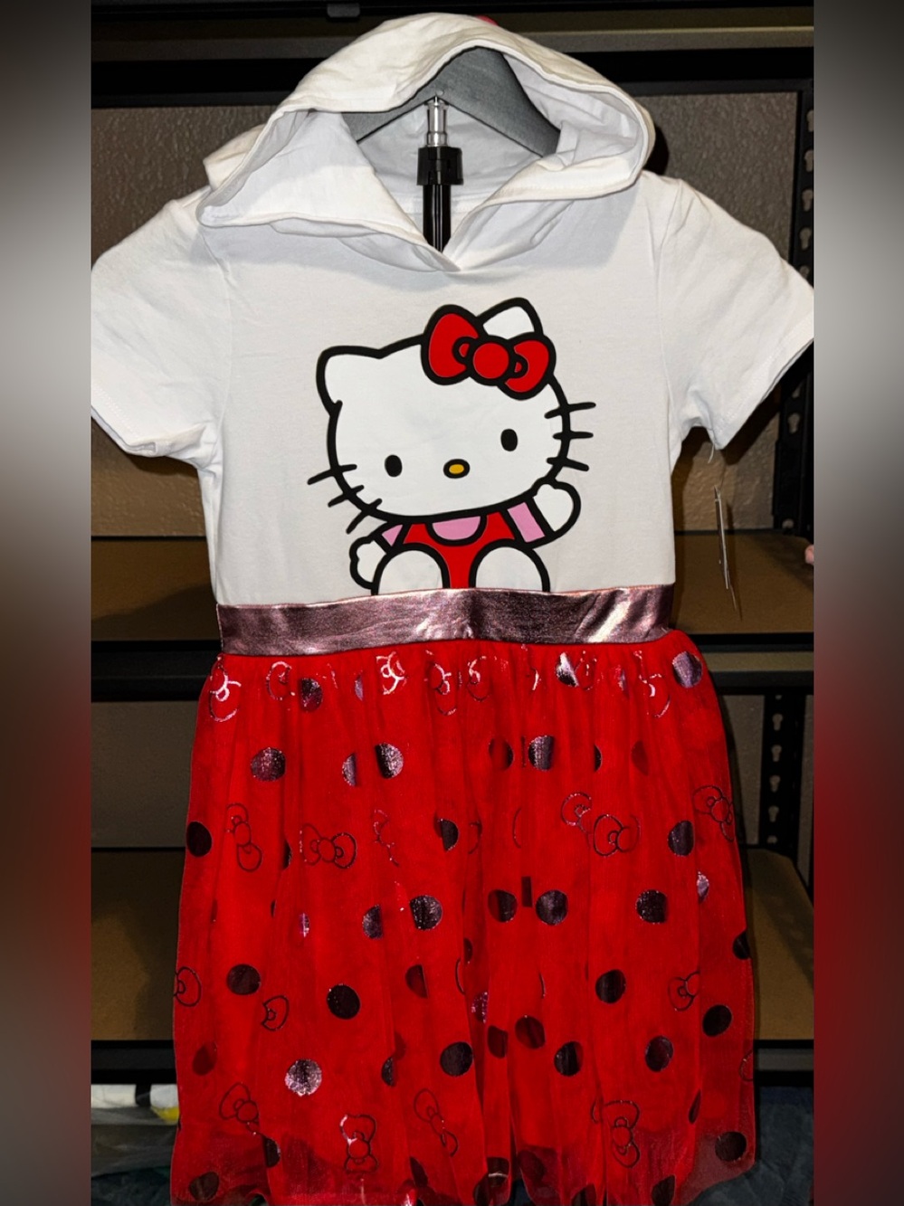 Hello Kitty White, Red & Pink Hooded Dress